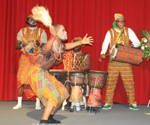 Pan-Africana Cultural Troupe performs at the African Cultral night on Saturday. (Photo: Michael Wijaya)