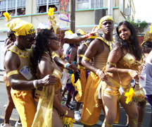Masqueraders parade through the streets of Kingstown during Mardi Gras.
