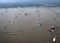 An aerial view of flooding caused by Typhoon Morakot in Chiatung, Taiwan. (AFP/AFP/Getty Images)
