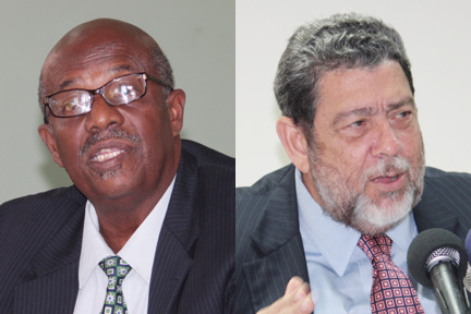 Opposition Leader Arnhim Eustace, left, and Prime Minister Dr. Ralph Gonsalves (File montage).